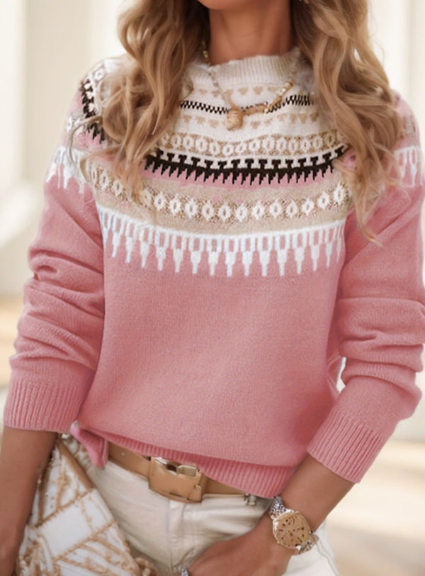 Women's Casual Round Neck Long Sleeve Knit Sweater