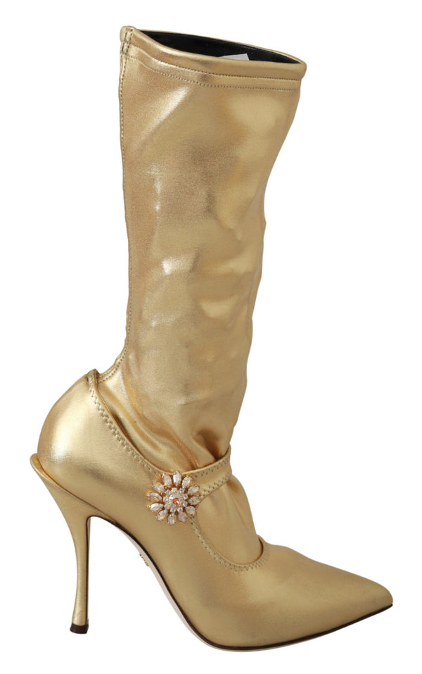 Elegant Gold Crystal Booties