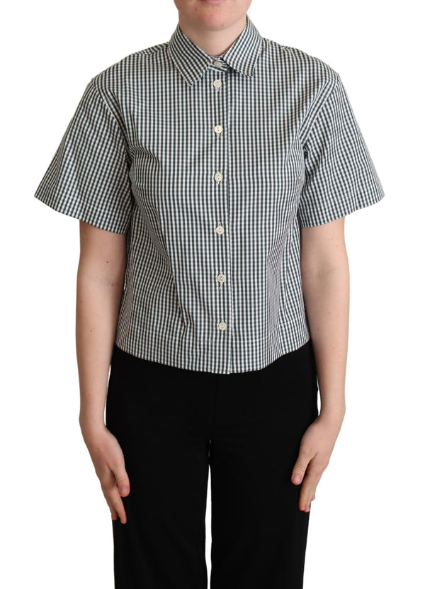 Elegant Checkered Cotton Polo Top