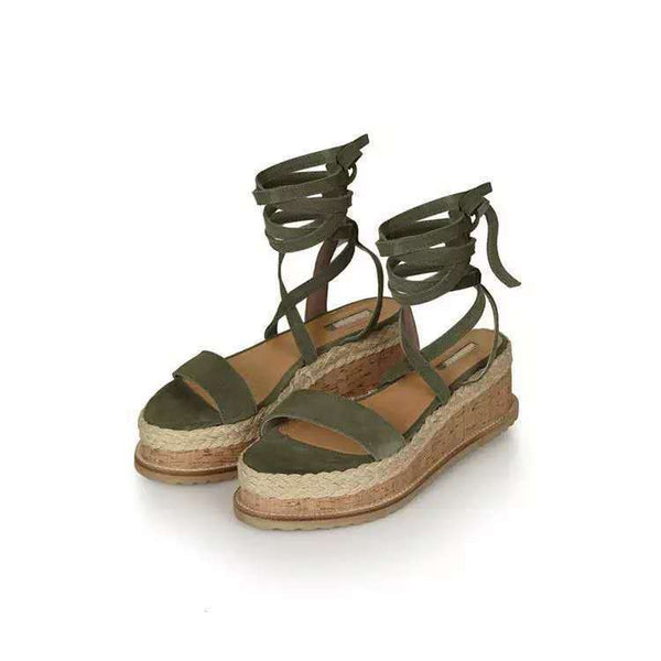 Women's Hemp Rope Wedge Sandals with Cross Straps