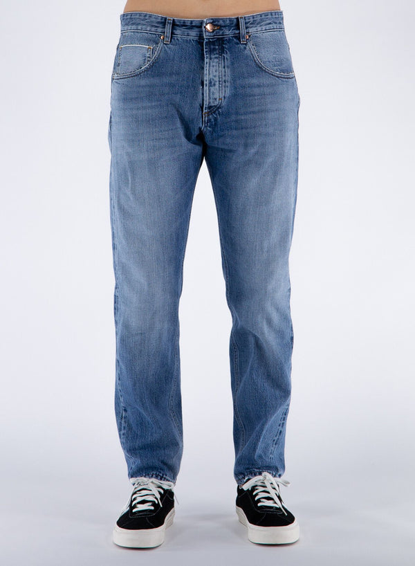 Elegant Medium Wash Men's Cotton Jeans