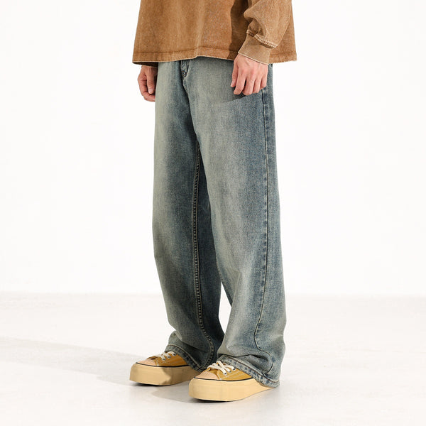 Washed Worn Jeans Men's Loose Wide-leg Pants