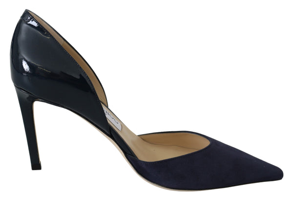 Elegant Navy Suede Pointed Toe Pumps