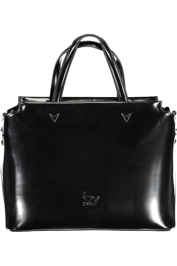 Elegant Black Two-Handle Bag with Contrasting Details