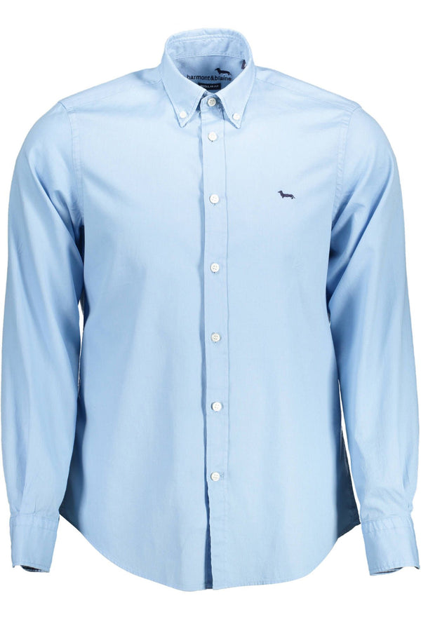 Elegant Light Blue Cotton Shirt with Contrast Detail