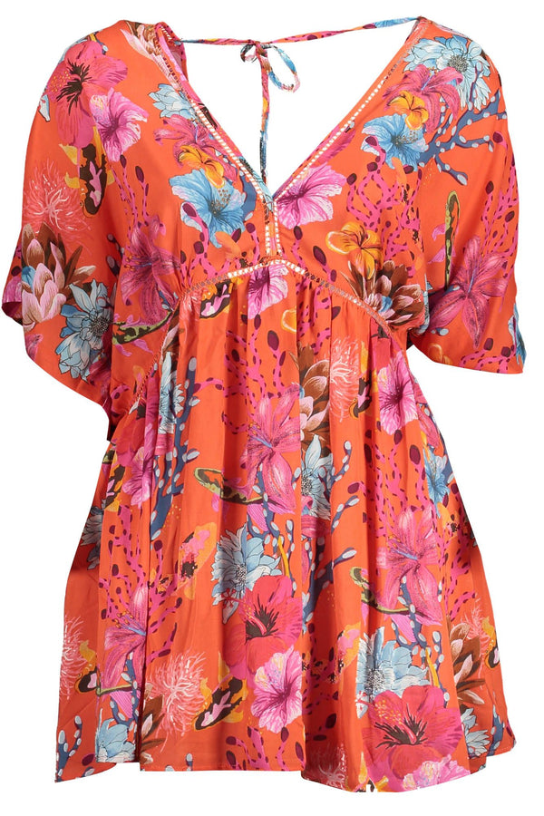 Vibrant V-Neck Short Sleeve Dress