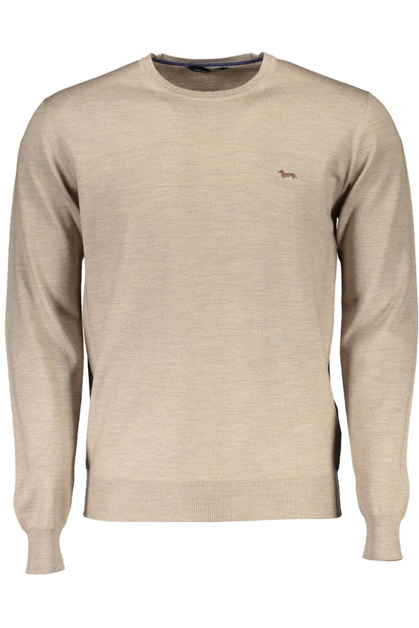 Beige Wool Crew Neck Luxury Sweater