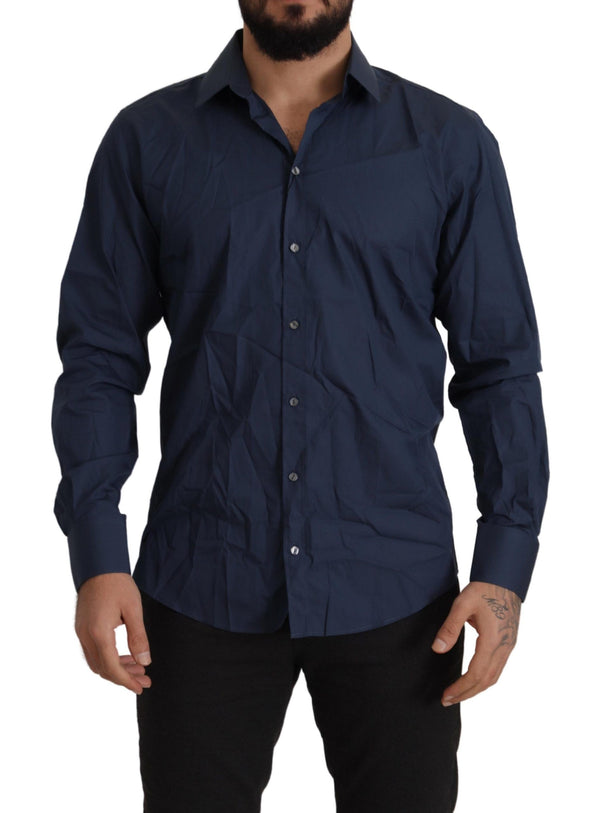 Elegant Slim Fit Blue Martini Dress Shirt