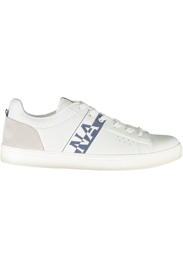 Chic White Lace-Up Sneakers with Logo Accent