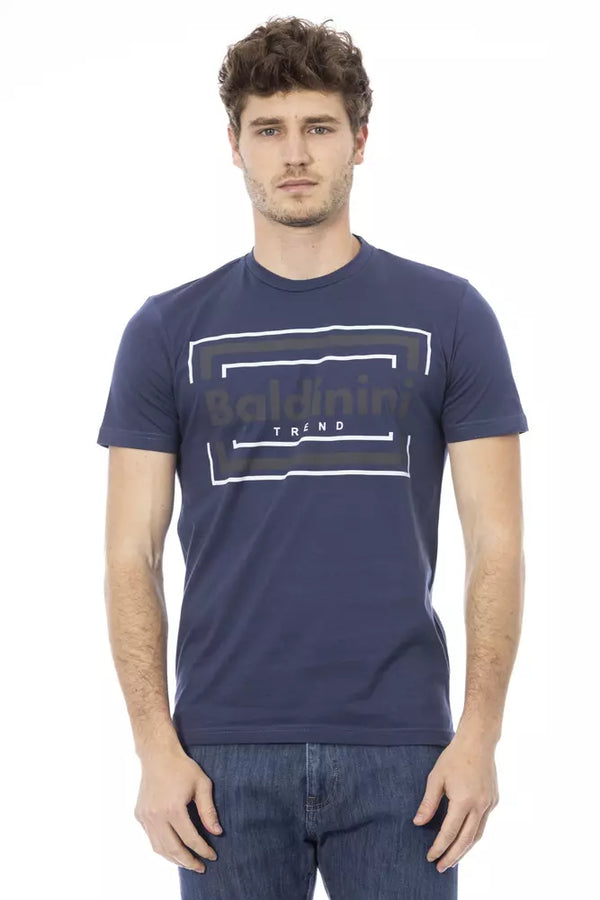 Blue Cotton Men T-Shirt