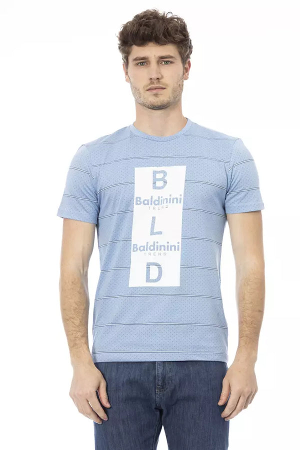 Light Blue Cotton Men T-Shirt