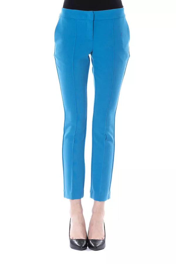 Light Blue Polyester Women Pant