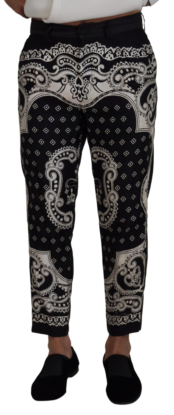 Elegant Bandana Print Silk-Cotton Pants