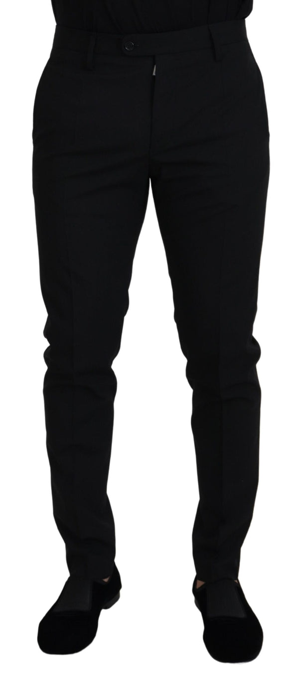 Elegant Black Wool-Blend Trousers