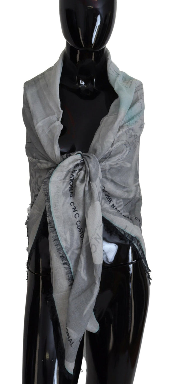 Chic Designer Grey Scarf with Fringes