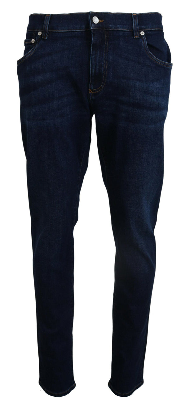 Elegant Slim Fit Dark Blue Denim Jeans