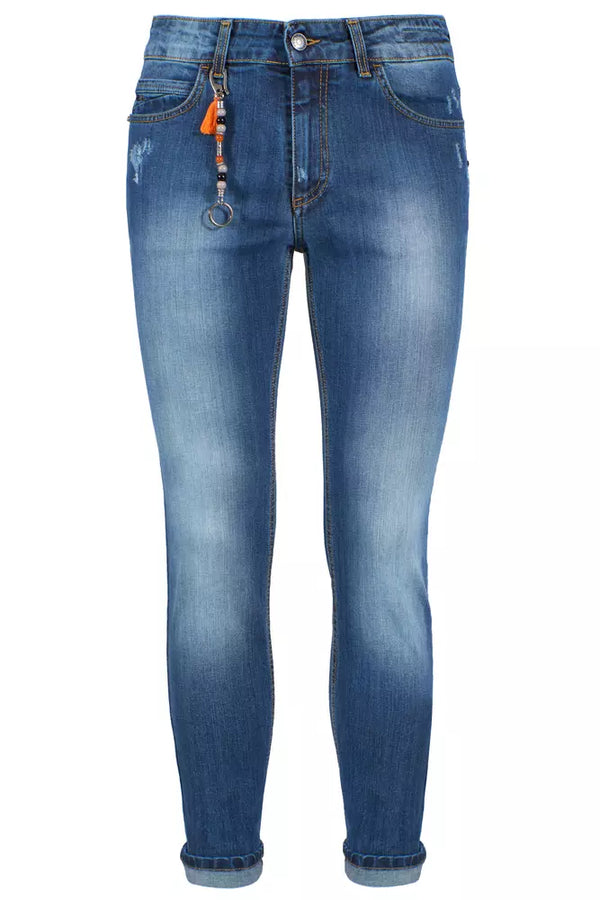 Chic Slim Fit Men's Jeans - Versatile Blue Denim