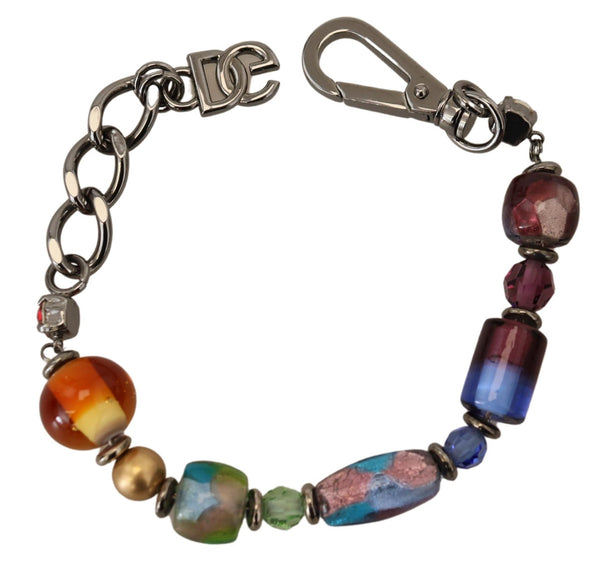 Multicolor Beaded Silver Chain Bracelet