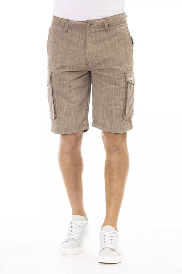 Brown Cotton Men Cargo Short