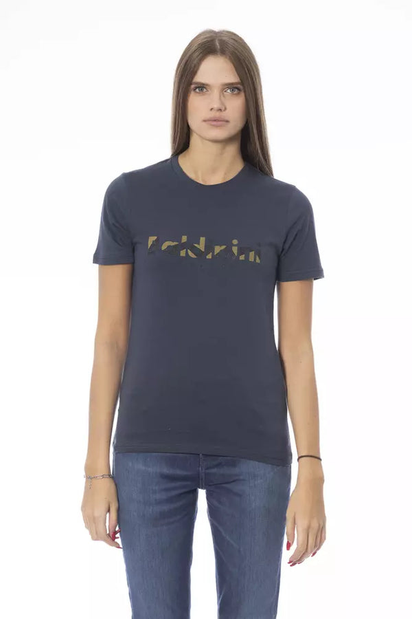 Blue Cotton Women T-Shirt