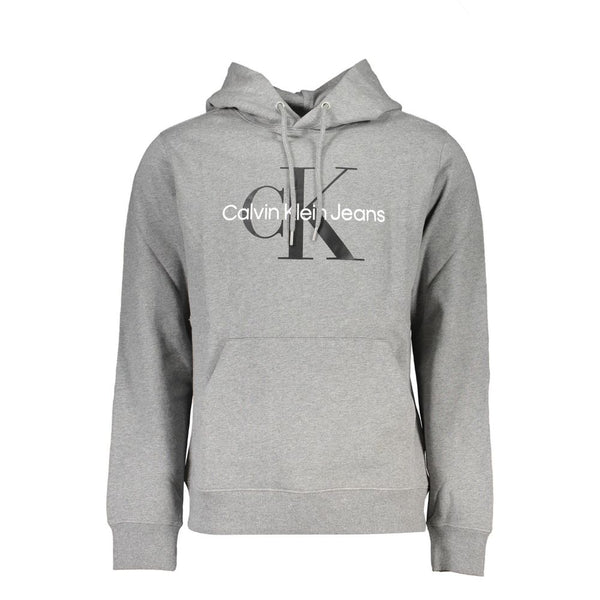 Elegant Gray Long Sleeve Hooded Sweatshirt