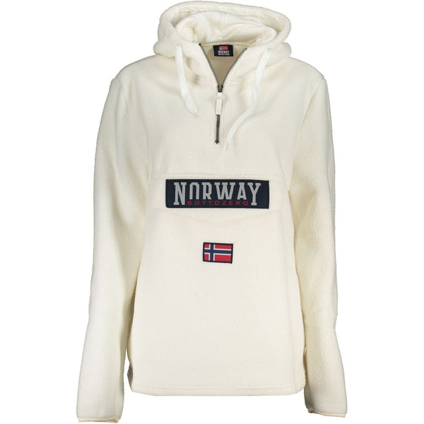 Chic White Half-Zip Hooded Sweatshirt