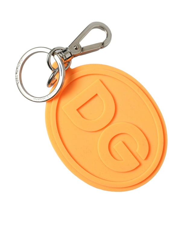 Elegant Orange Charm Keyring with Silver Detail