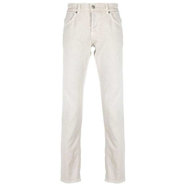 Cream-Colored Cotton Blend Trousers