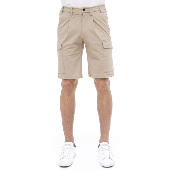 Beige Stretch Bermuda Cargo Shorts