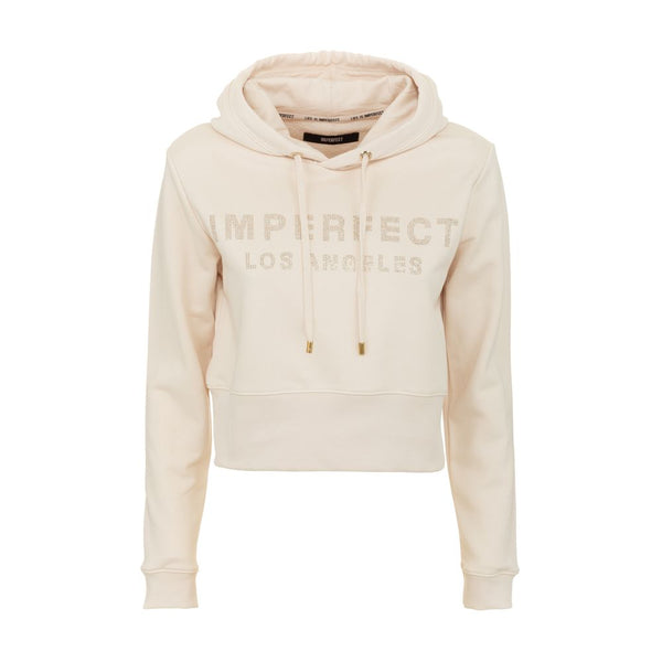 Beige Rhinestone Logo Hoodie