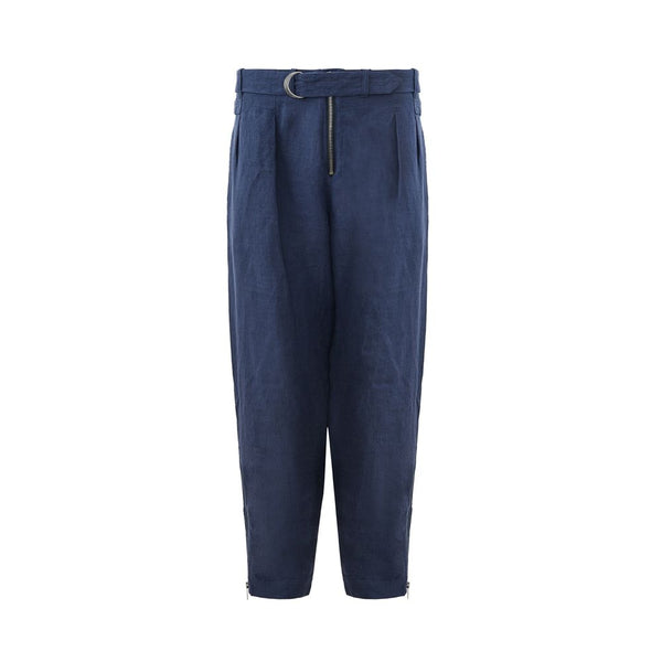 Elegant Linen Blue Trousers for Men