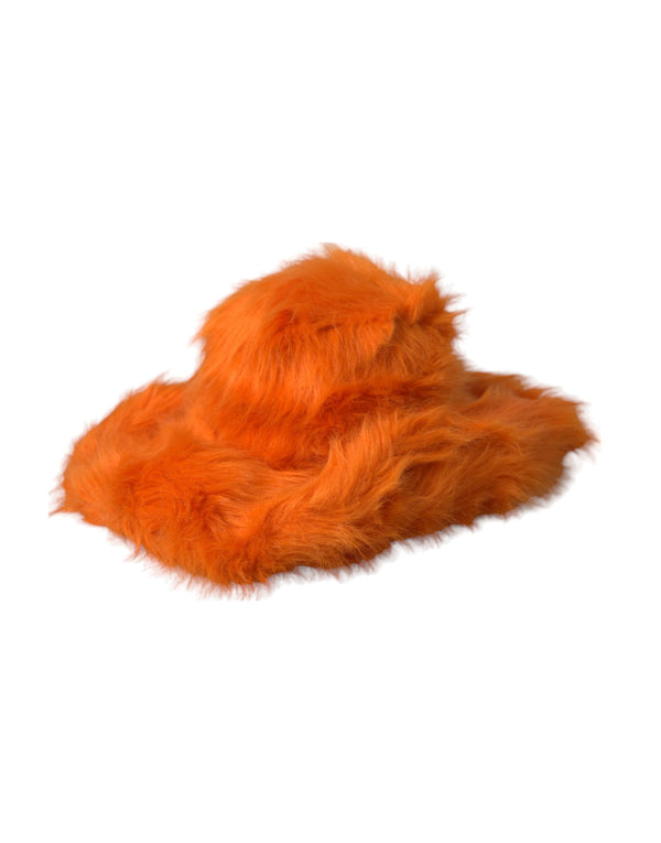 Orange Faux Fur Polyester Fedora Hat