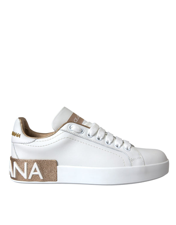 White Portofino Leather Logo Sneaker Shoes