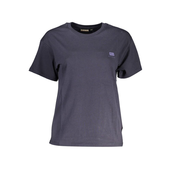 Blue Embroidered Logo Tee with Chic Appeal