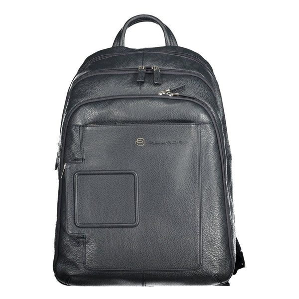 Blue Leather Men Backpack