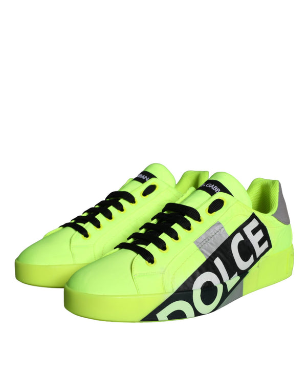 Neon Green Logo Tape Low Top Sneakers Shoes