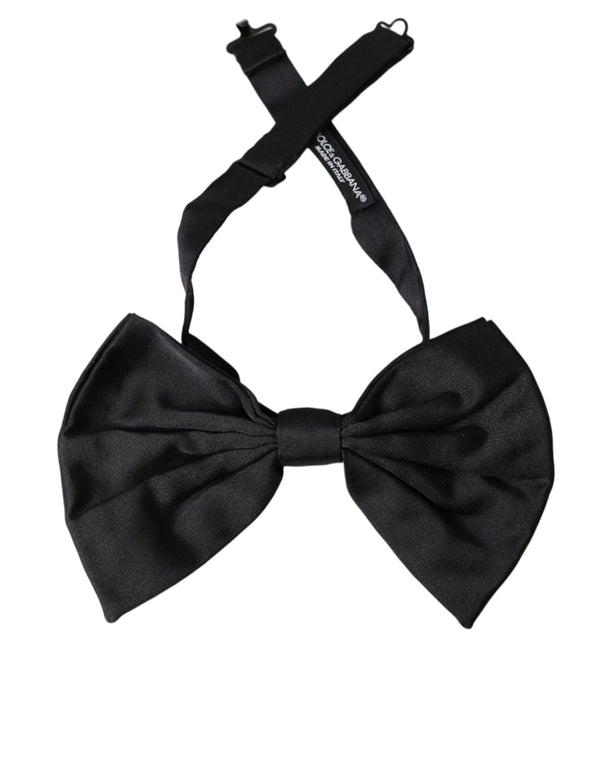 Black Satin Silk Adjustable Neck Men Bow Tie