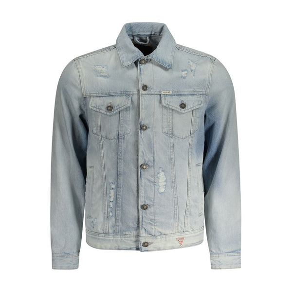 Light Blue Cotton Men Jacket