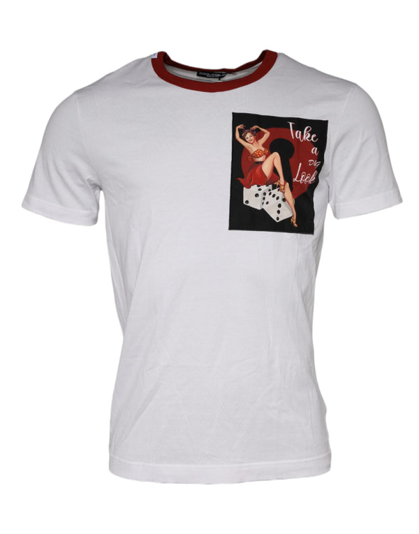 White Graphic Print Cotton Crew Neck T-shirt