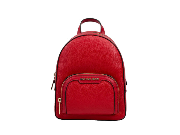 Jaycee Mini XS Leather Zip Pocket Backpack Red