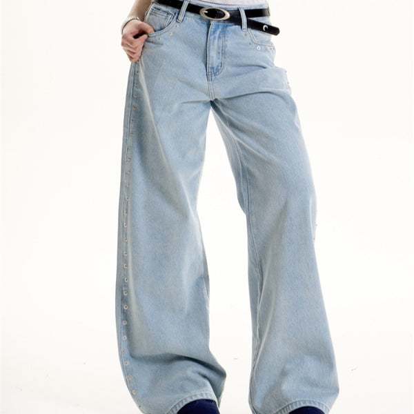 American Retro Hot Girl Style Rivet Design Sense Matchet Pants