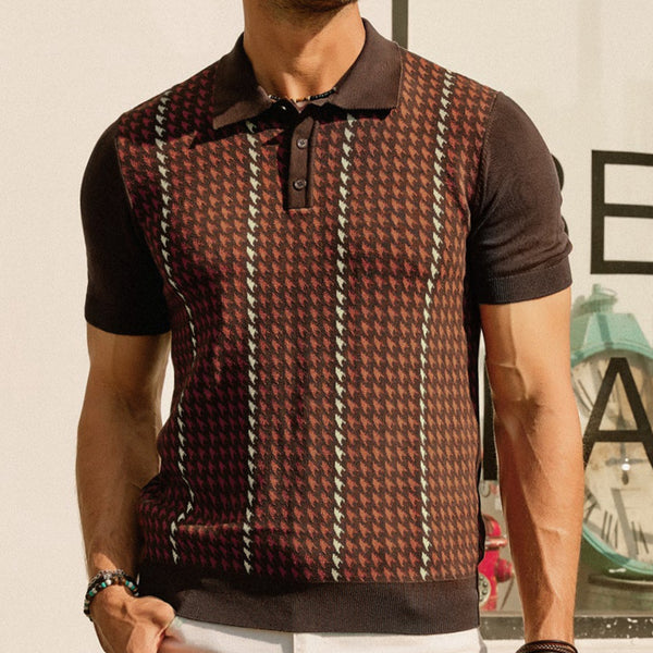 Houndstooth Jacquard Summer High-end Tencel Knitwear Top