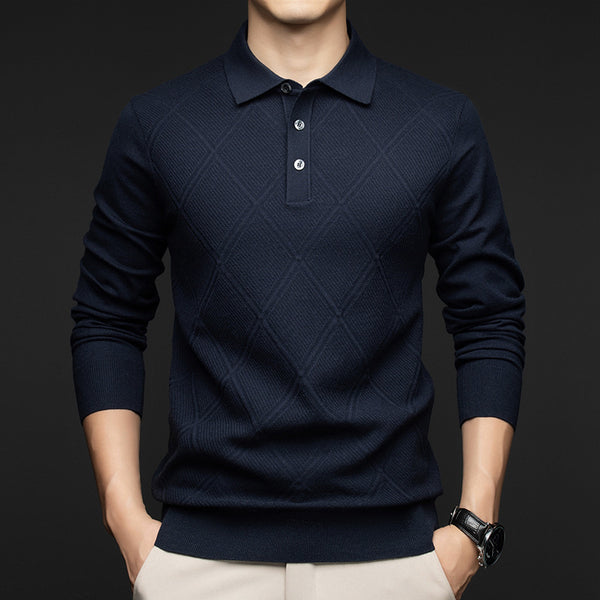 Lapel New Middle-aged People's Long Sleeve Business Casual Dad Wear Bottoming Sweater Men