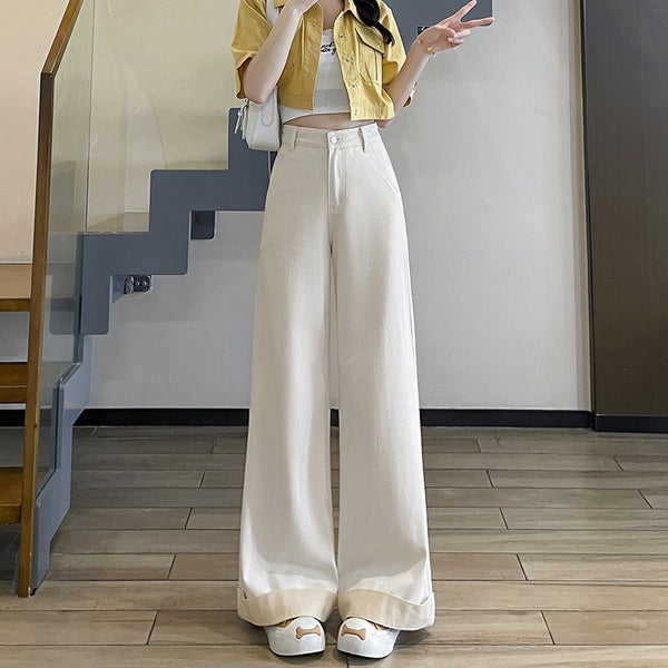 Tea Gray Flared Jeans Women's High Waist Slimming Bootcut Pants