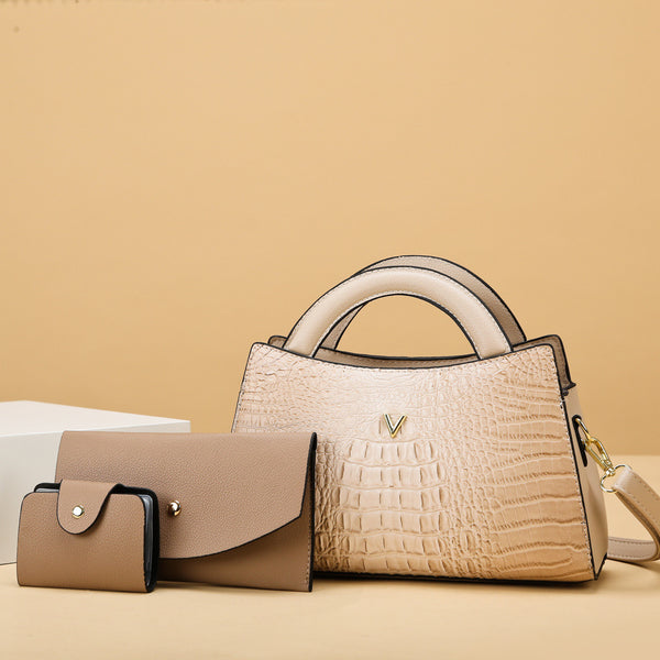 Women's Crossbody Leather Crocodile Pattern Shoulder Handbag