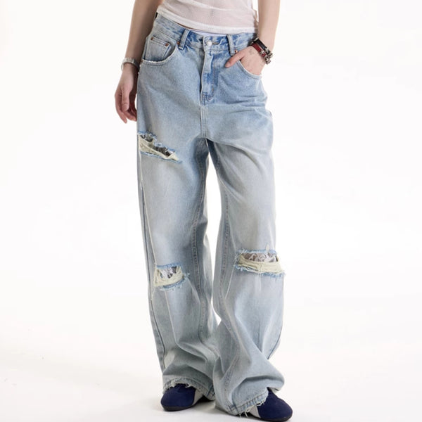 American Retro Hot Girl Style Ripped Design Jeans